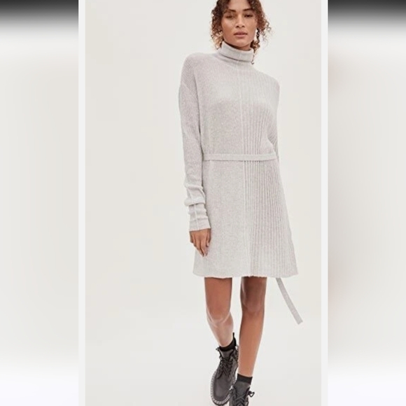 Helmut Lang Dresses & Skirts - Helmut Lang Baby Alpaca Wool Turtleneck Sweater Dress Size Small Light Grey